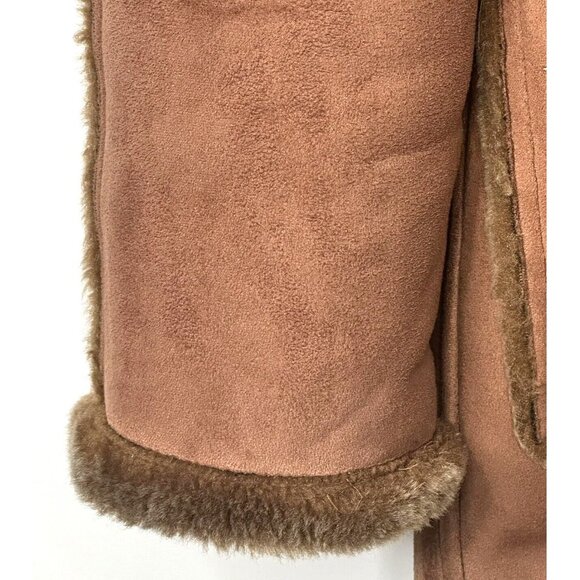 Womens Western Coat Ranch Boho Faux Sheepskin Faux Fur Lined Hooded Caramel M - Picture 7 of 16